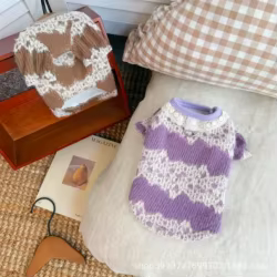 Camiseta encaje terciopelo invierno para gatos y perros pequeños