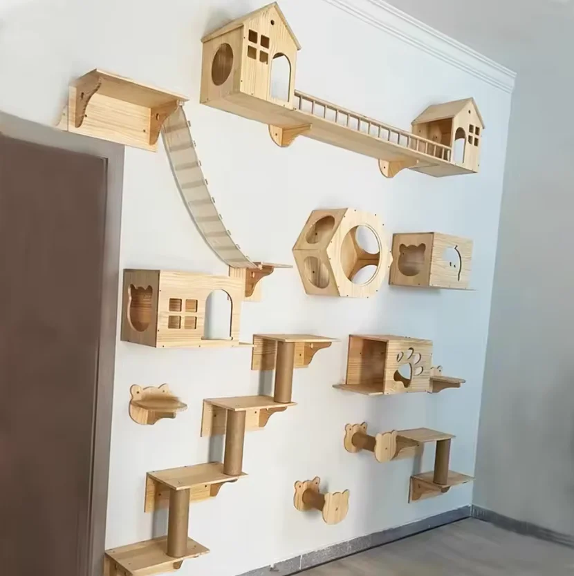 Cama madera maciza para gato pared – Refugio aéreo ahorro espacio - imagen 2