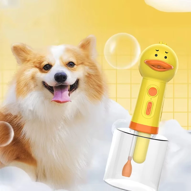 Máquina de espuma eléctrica para limpieza de mascotas, pato amarillo, carga Usb, dispensador automático de jabón, máquina de espuma, accesorios para mascotas - imagen 2
