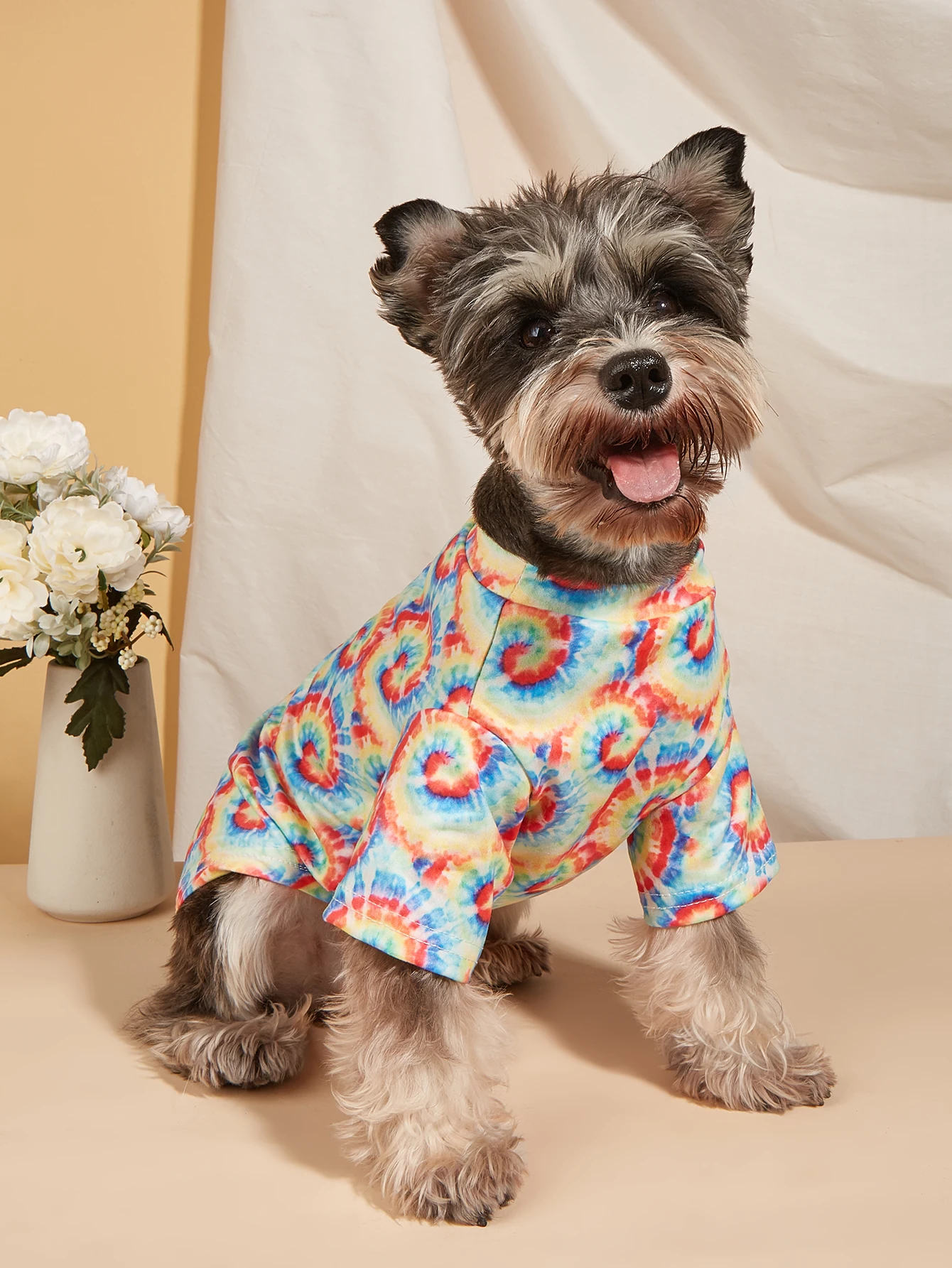 Camiseta de tela para perros con ropa estampada colorida para cachorros, perros y gatos, ropa fresca, disfraz de Yorkie Chihuahua