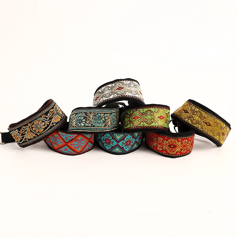 Cómodo, suave, acogedor, elegante, whippet, galgo italiano, cuello martingale, ancho 5,5 cm, dorado/plateado/rojo/verde