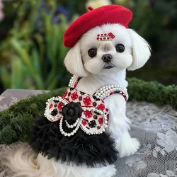 Vestidos lolita de Tweed para perros pequeños, vestido de princesa para perros, vestido de boda para mascotas, ropa Formal para fiesta de cumpleaños, vestido de tul para perros