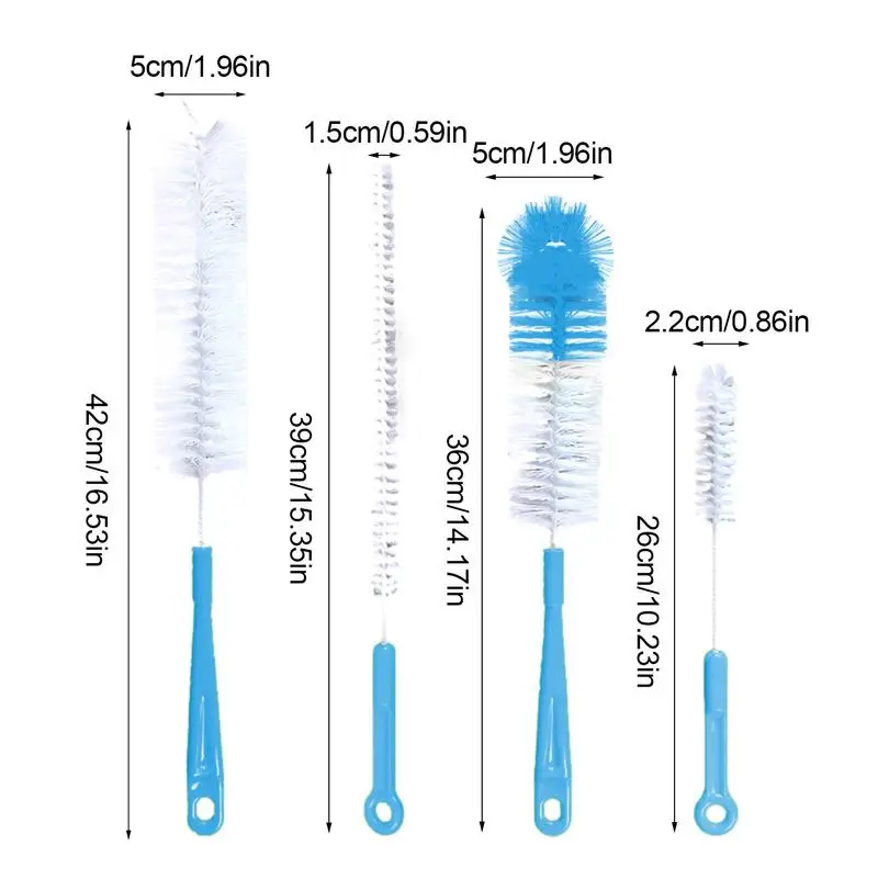 Cepillos de limpieza de botellas, 4 piezas, cepillo de lavado de botellas pequeño con mango largo, cepillo de paja y depurador de botellas para taza de botella de cuello estrecho - imagen 5