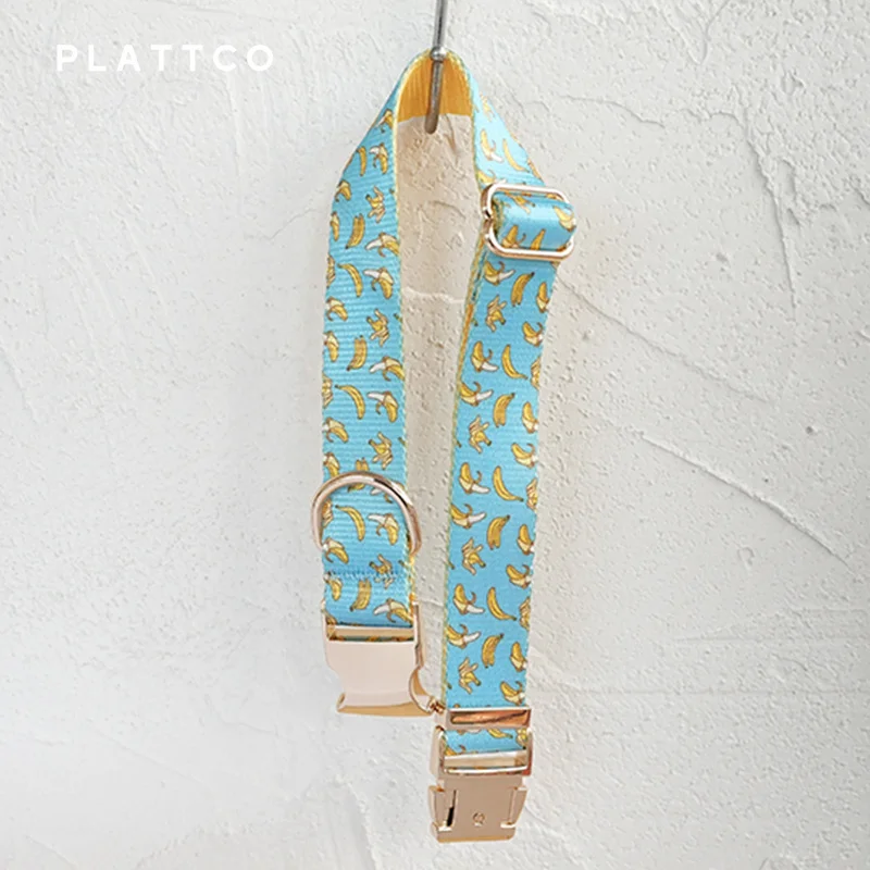 PLATTCO-collar de perro único con estampado de bananas, hebilla plateada de alta calidad, 5 tamaños, PDC327G - imagen 2