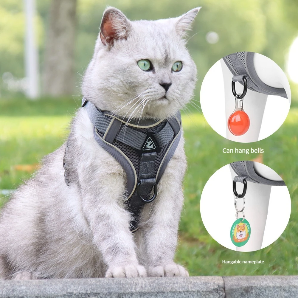Arnés para perros grandes, chaleco, correa para el pecho a la moda, cuerda para caminar para gatos reflectante y transpirable, arnés para perros y gatos - imagen 5