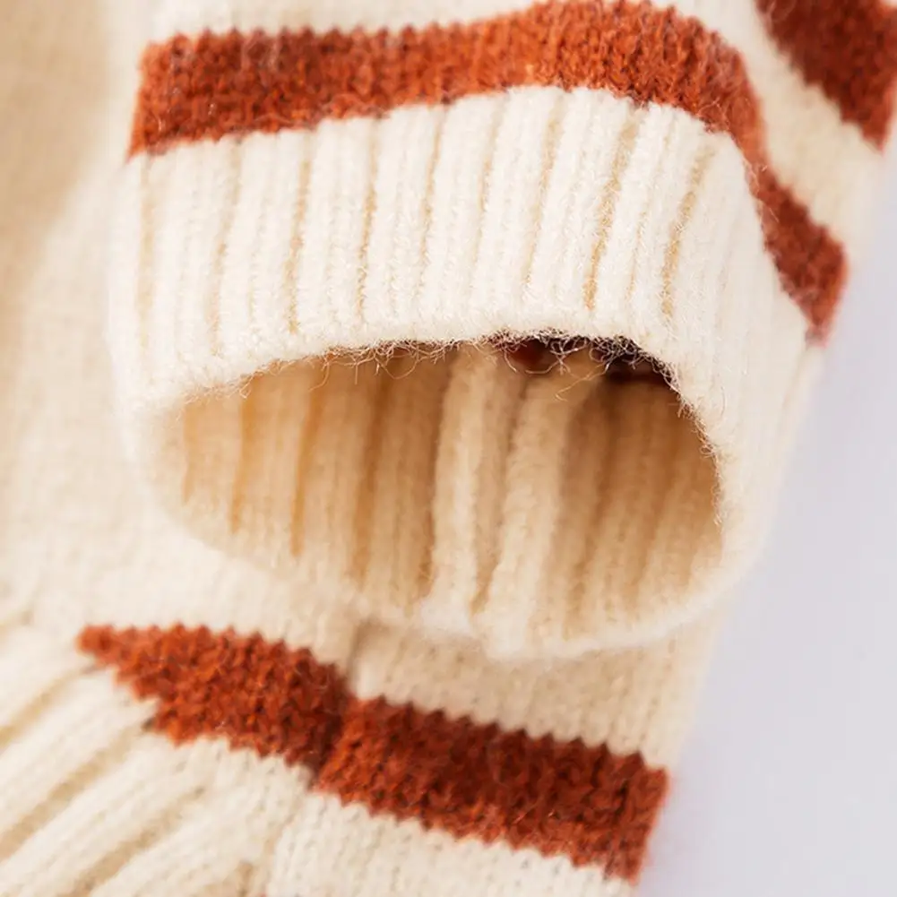 Suéter a rayas para perros, Jersey de punto con bonito diseño de oso, ropa elástica cálida para cachorros de invierno para perros pequeños, gatos, Bulldog Francés - imagen 4