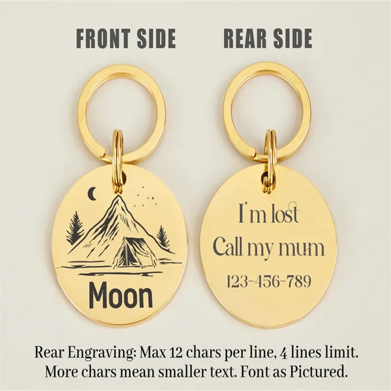 Etiqueta de identificación de mascota grabada de doble cara personalizada, Collar silencioso, accesorio para perros y gatos, dije de números de nombre personalizado - imagen 2