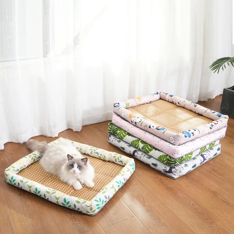 Esterilla de ratán transpirable para Cama de Gato, colchón ligero para mascotas, mantas de hielo, nido, suministros para casas de gatos, cojín para perros pequeños, almohada de verano - imagen 2