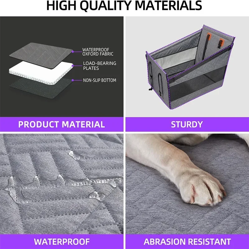 Asiento de coche para perros pequeños a grandes, extensor de asiento trasero para nido de mascotas, hamaca impermeable para perros con bolsillo de malla - imagen 4