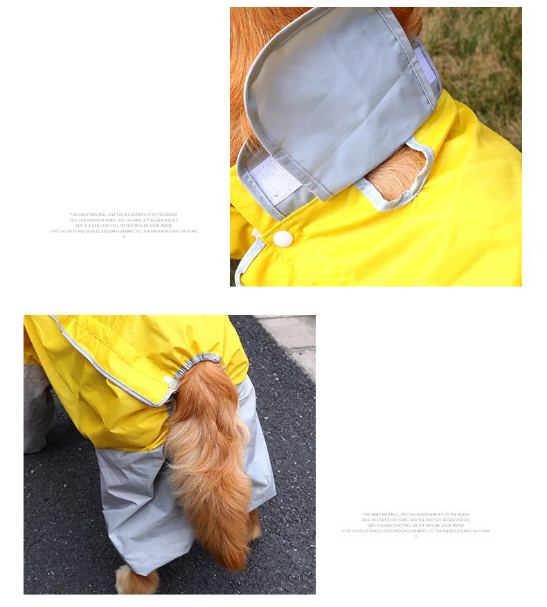 Chubasquero grande para perros, ropa reflectante impermeable para perros, abrigo de lluvia para exteriores, chaqueta de camuflaje para perros grandes, Poncho para mascotas con paisaje de lluvia - imagen 3