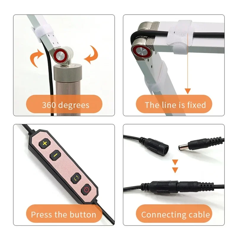 Lámpara LED de 16 pulgadas con temperatura de luz de pestañas de media luna, 3000K-6000K, lámpara de anillo LED de suelo para belleza, cuidado de la piel, tatuaje, filmación de cejas - imagen 4