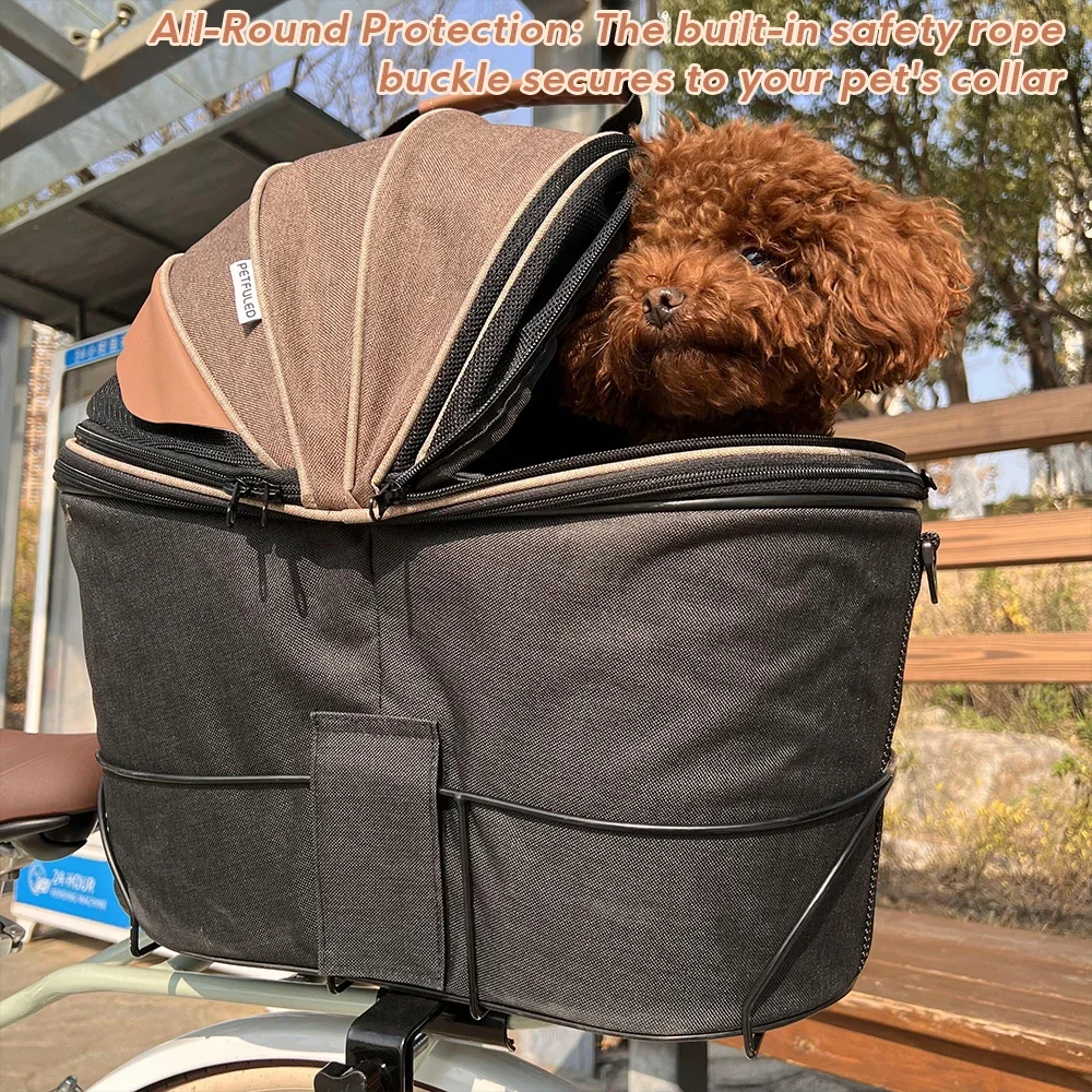 Cesta trasera acolchada cómoda para bicicleta, cesta para asiento de viajero para mascotas, fácil de instalar - imagen 4