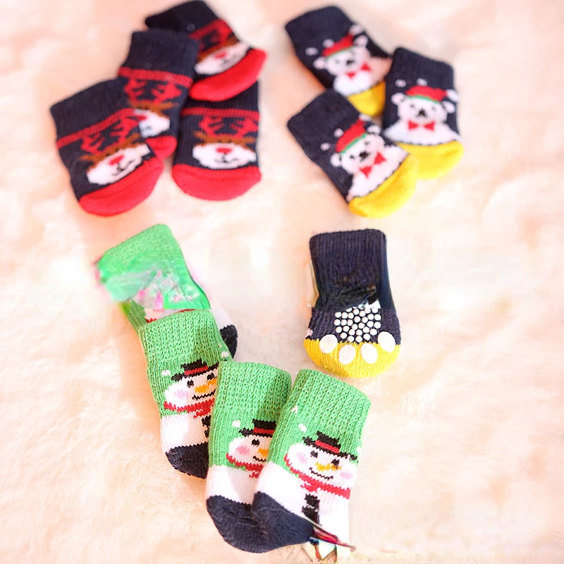 Navidad gato perro Festival vestir accesorios lindo antideslizante inferior muñeco de nieve Teddy calcetines gruesos para mascotas zapatos para perros pequeños - imagen 5