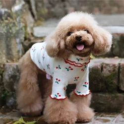 Jersey de algodón estampado cereza para perros – Cálido y cómodo