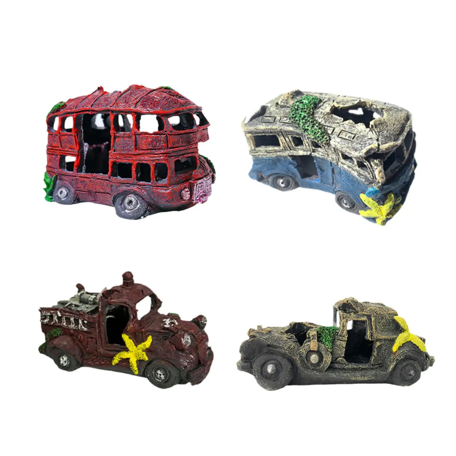 Resin Auto Wreck Aquarium Decoration for Fish Salt and Fresh Water Spawning