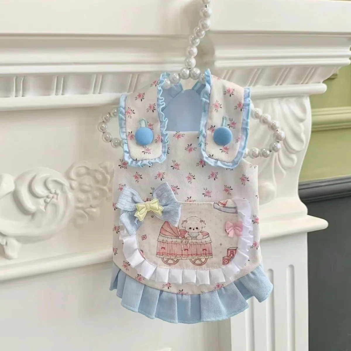 Ropa fina bonita para perros de primavera con mangas voladoras, nueva falda de Yorkshire con lazo Floral para perros, ropa para cachorros y gatos de princesa