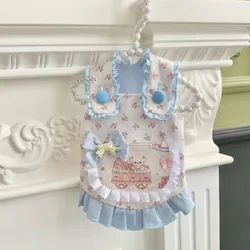 Ropa fina bonita para perros de primavera con mangas voladoras, nueva falda de Yorkshire con lazo Floral para perros, ropa para cachorros y gatos de princesa