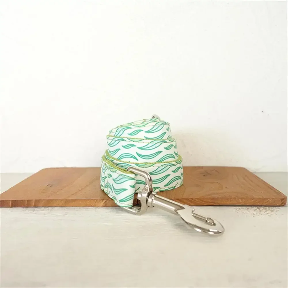 Collar de perro personalizado con grabado gratuito, correa para mascotas a juego, hebilla de Metal de contactos personalizados, Collar para mascotas de hojas verdes - imagen 3