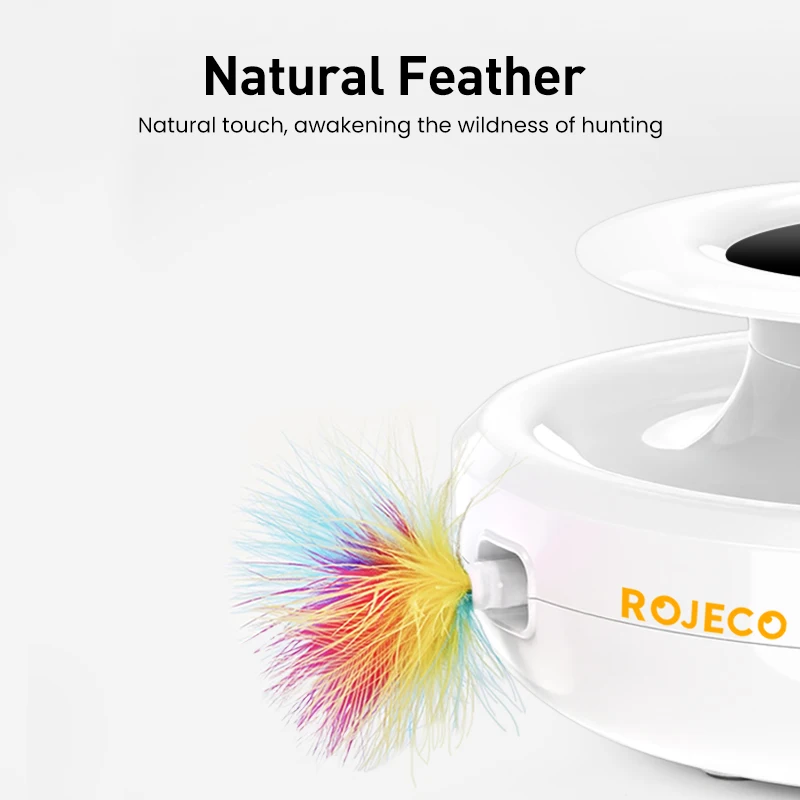 Robeco juguetes inteligentes 2 en 1 para gato y perro, juego automático de plumas y bolas divertidas, 5 modos, accesorios interactivos electrónicos para mascotas - imagen 5