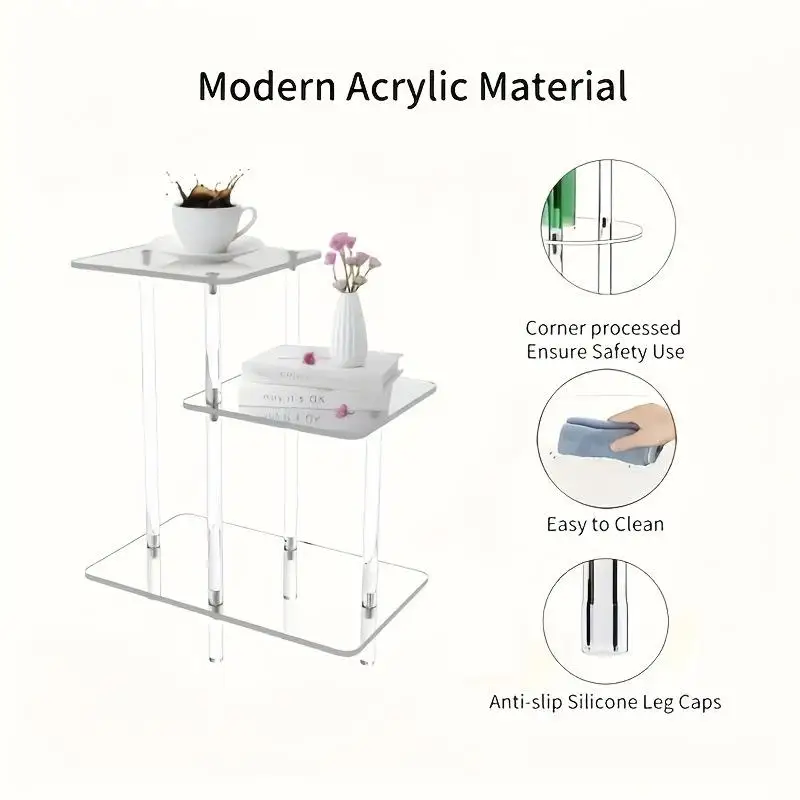 Mesa auxiliar acrílica, organizador multifuncional, cómoda mesita de noche, decoración del hogar, mesa auxiliar para baño, dormitorio, sala de estudio - imagen 5