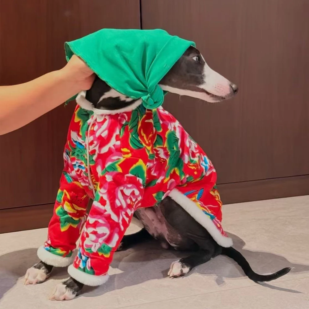 Abrigo de lana para galgo italiano: chaqueta invernal de flores - imagen 2