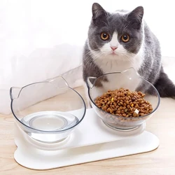 Comedero y bebedero elevado doble antideslizante para gatos y perros mini