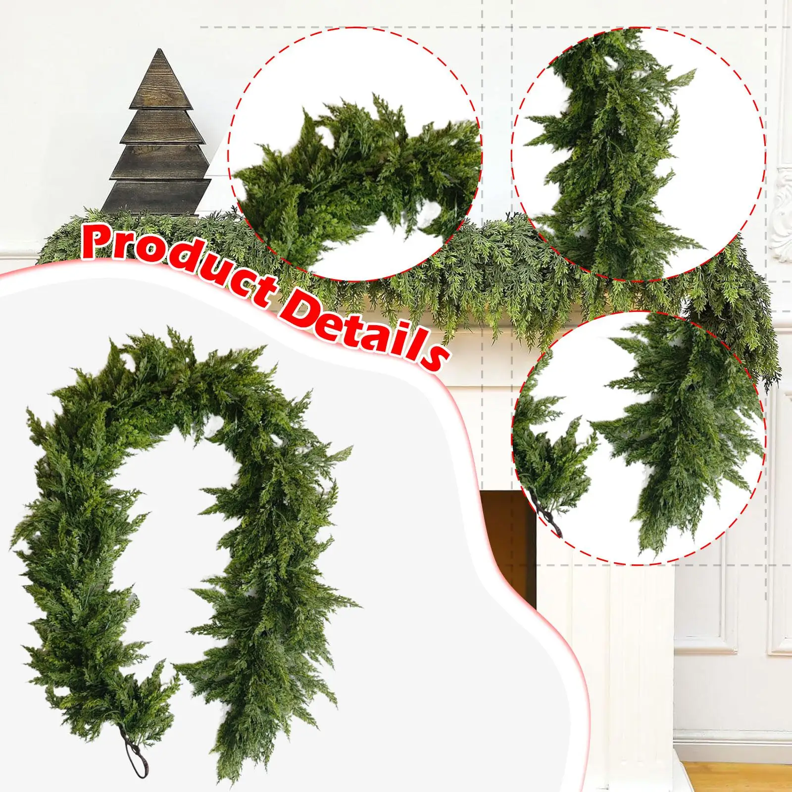 Simulation Rattan Winter Greenery Real Touch Christmas Tree Pendant Green Plant - imagen 5