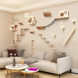 Hamaca para gatos con estante mural, rascador y casa árbol