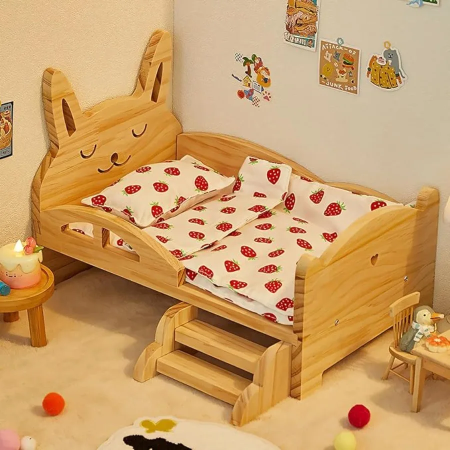 Caseta de madera para cobayas y conejos – Cama con colchoneta suave - imagen 4