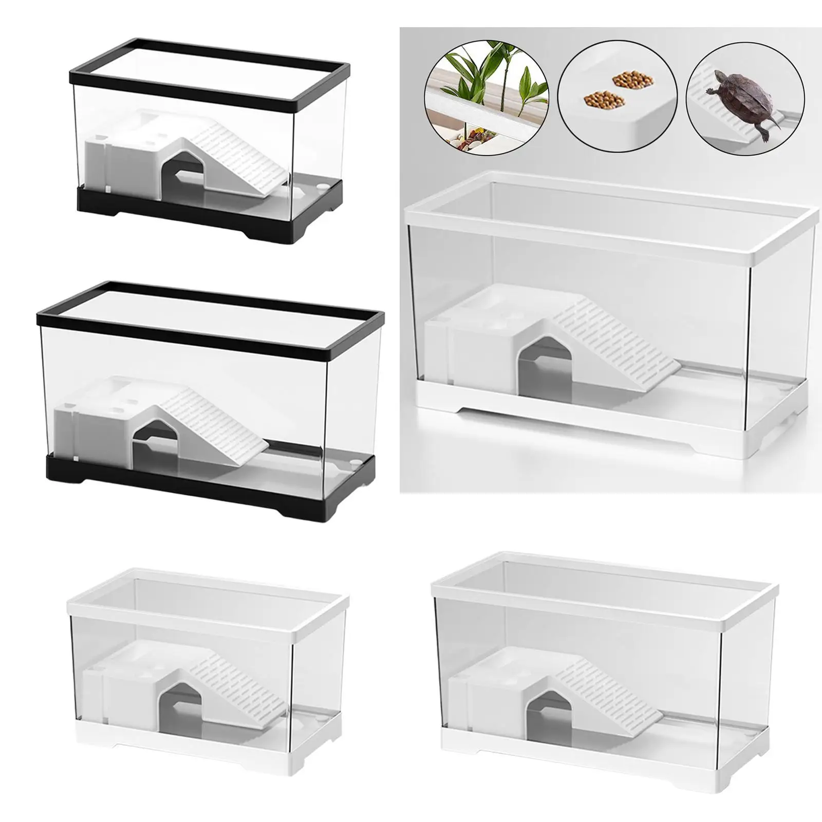 Turtle Tank Aquarium Reptile Habitat Resting Climbing Accessories Box Tortoise Enclosure Starter with Platform Indoor Decor