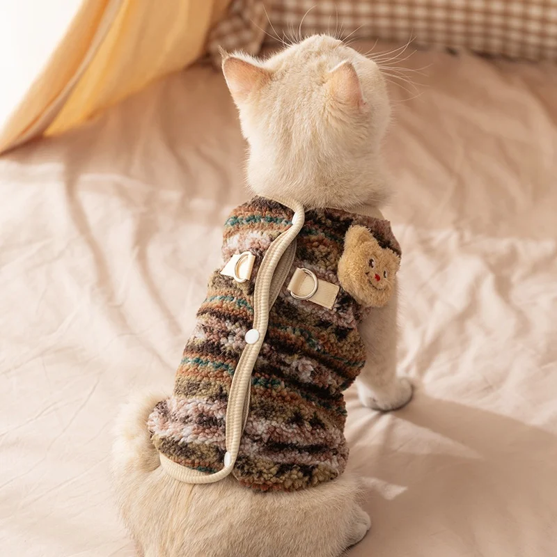 Chaqueta con estampado de animales para perro, abrigo de otoño, ropa de felpa para perro, abrigo suave y cálido para cachorro, chaleco para gato a la moda, chaqueta, disfraz para mascota Chihuahua