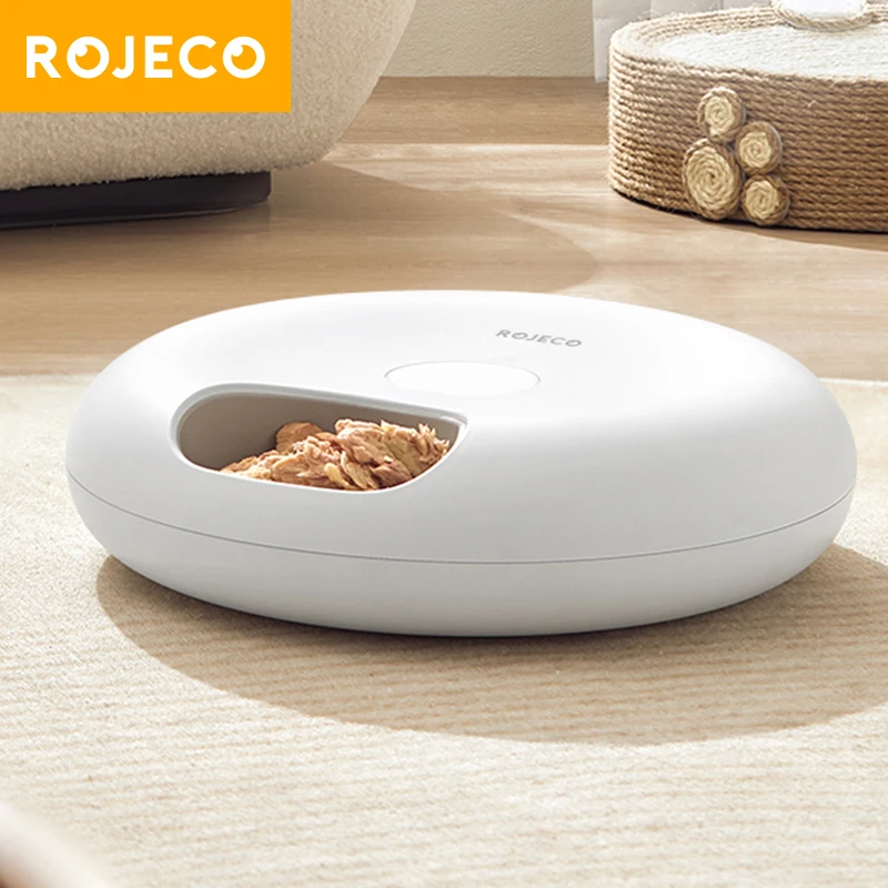ROJECO-comedero automático para perros, dispensador de croquetas de comida seca y húmeda, 6 comidas, alimentador inteligente inalámbrico para mascotas, accesorios para perros, gatos y gatitos