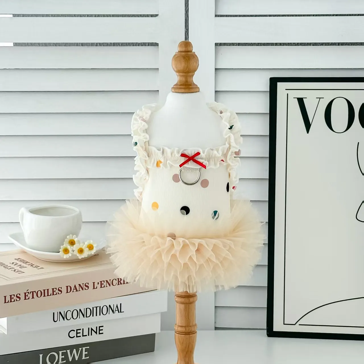 Vestido de malla de primavera para mascotas, vestido de princesa para perros, chaleco elástico de peluche Yorkshire, vestidos para perros pequeños y cachorros - imagen 5