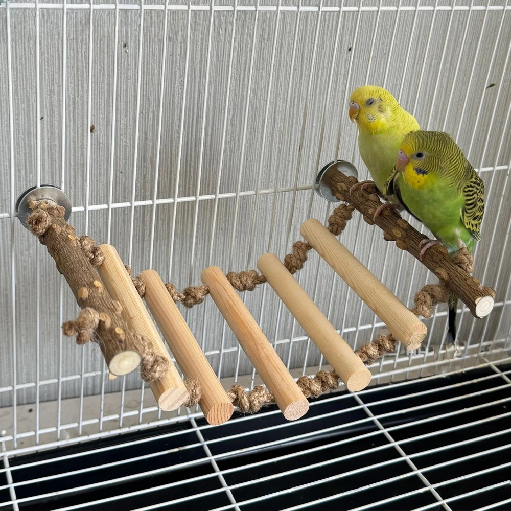 Escalera de madera interactiva para mascotas, juguete para loros y pájaros, jaula para hámster, palo de molienda divertido, juguete de escalada, accesorios para jaulas de pájaros, 1 ud. - imagen 2