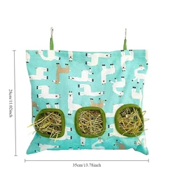 Bolsa de alimentación colgante, bolsa de heno para mascotas, conejillos de indias, comedero para animales pequeños, conejo, dispensadores de alimentos con 3 agujeros, bolsa, estante, accesorios para jaulas