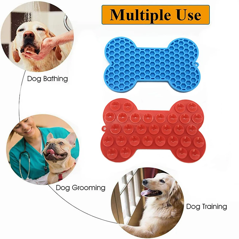 Bone Shape Silicone Licking Pad Pet Dog Peanut Butter Slow Food Bowl Eating for Cats Dogs Feeder Feeding Lickmat - imagen 4