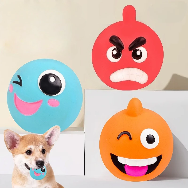 Juguete con sonido para perros con bonito diseño de globo ocular grande, entrenamiento interactivo para masticar de látex duradero para mascotas con pelota de juguete para perros chirriantes