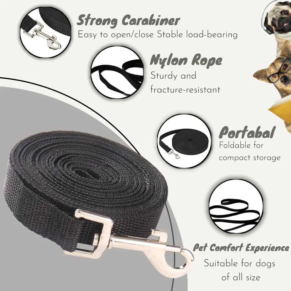 Correa de nailon para perros pequeños, medianos y grandes, Collar largo para gatos, cuerda de plomo para cachorros, paseo al aire libre, cuerda de tracción fuerte, suministros de Labrador - imagen 2