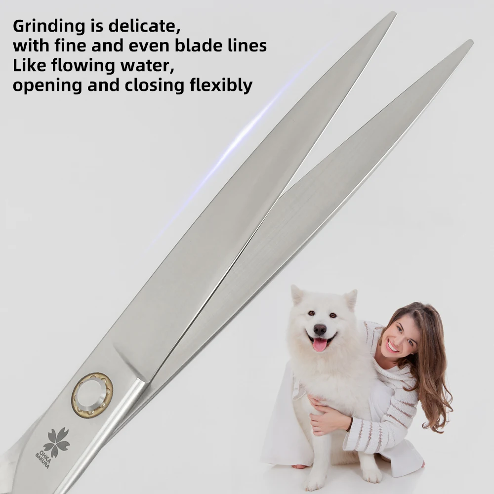 Tijeras rectas profesionales para el cuidado de mascotas, corte de área grande, acero japonés VG10, tornillos de rodamiento de 7,5 pulgadas, Teddy Bichon para estudiantes - imagen 5