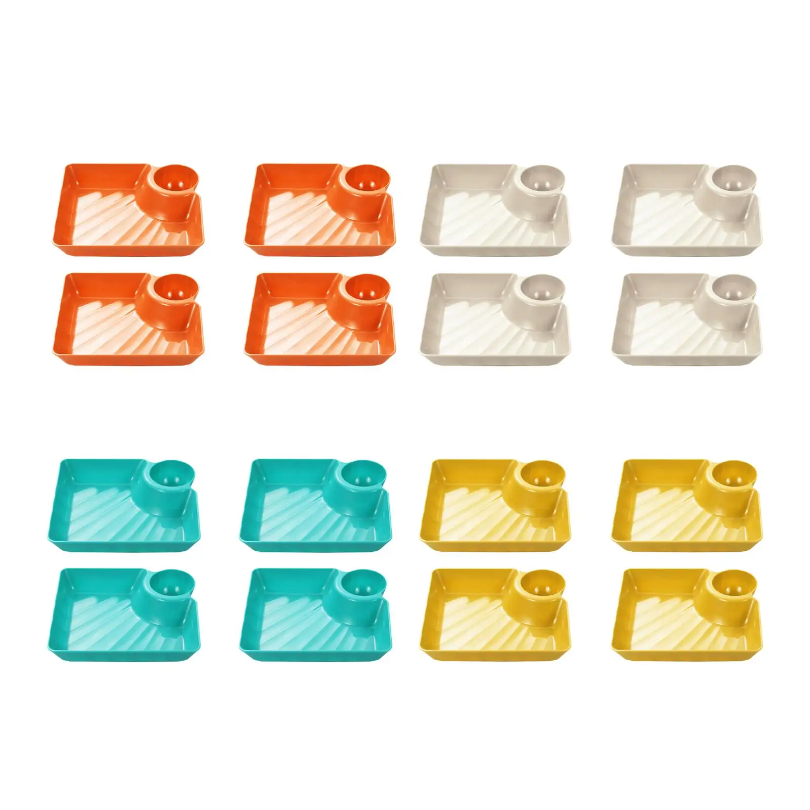 4 Pieces Dumpling Plate with Dipping Saucer Serving Plates Snack Plate for Celebrations Noodles Fries Chips Chicken Nuggets