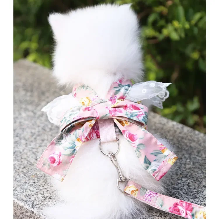 Vestido para perro, pajarita, arnés, conjunto de correa para perros pequeños, gatos, niñas, cachorros, conejitos, ropa, Chihuahua, Yorkies, trajes para mascotas - imagen 5