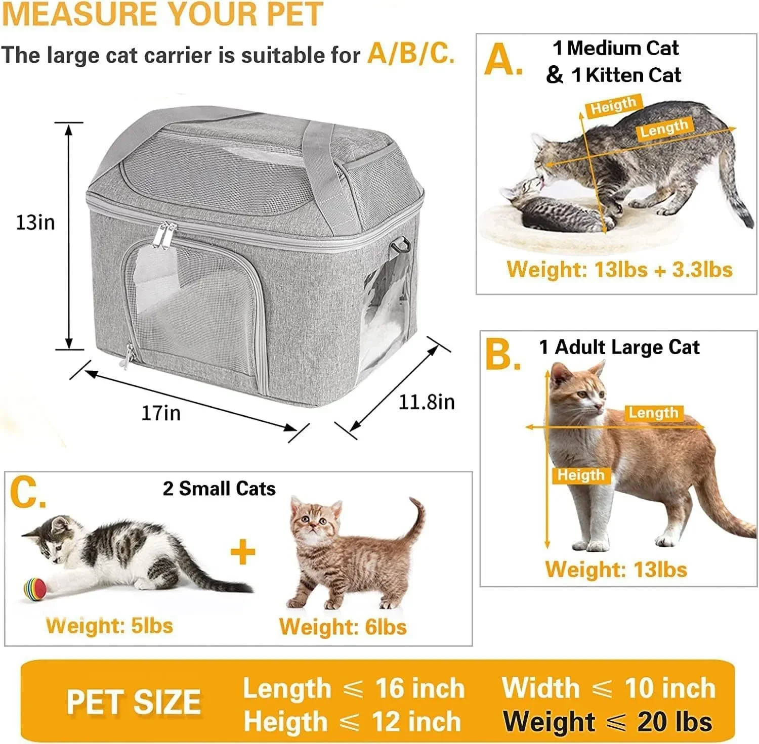 Mochila transportín para gato, grande y desmontable - imagen 2