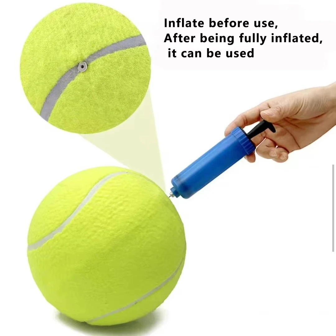 Pelota de tenis gigante de 7/9,5 pulgadas, juguete inflable para mascotas, pelota de entrenamiento para perros, pelota de tenis grande de 24cm con bomba de aire, juguetes interactivos para perros - imagen 4