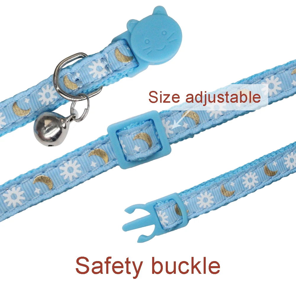 Collar de gato Sun Moon con etiqueta de nombre, Collar de seguridad ajustable para gatitos, reflectante y campana, Collar de identificación personalizado para mascotas para gatos - imagen 3