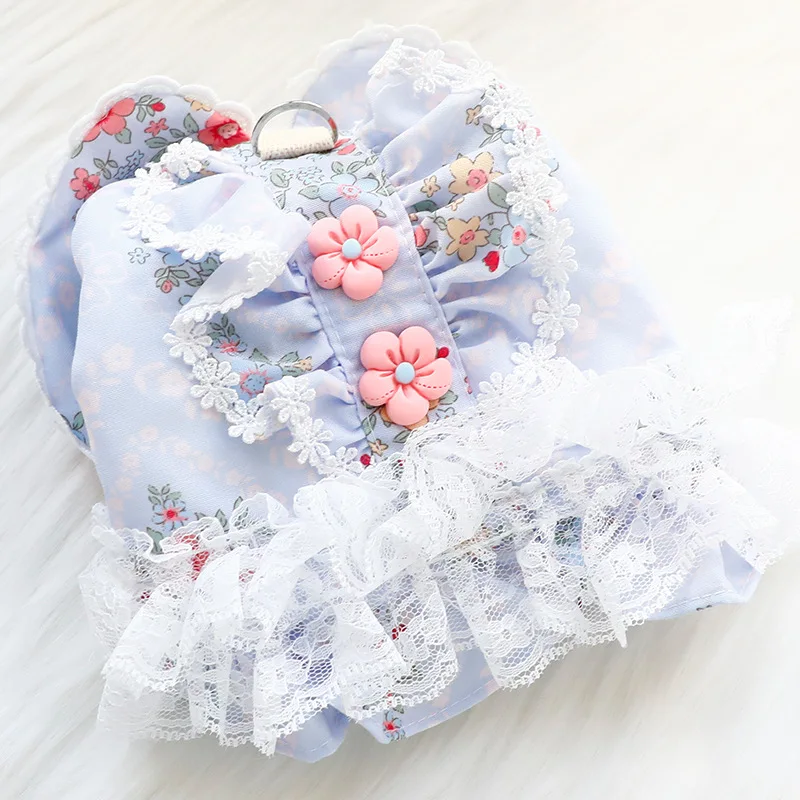 Ropa para perros, ropa de otoño e invierno, falda gruesa de princesa para gatos, abrigo de algodón con encaje Floral, suministros para mascotas para perros pequeños - imagen 3