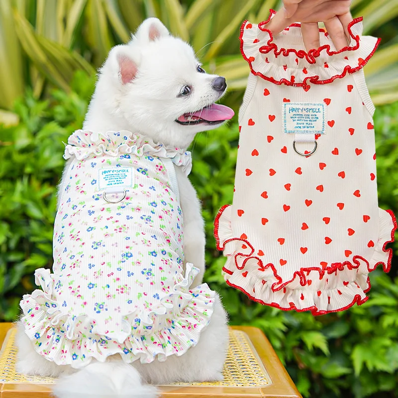 Vestido floral para perros y gatos – Ropa de verano ligera con volantes - imagen 2