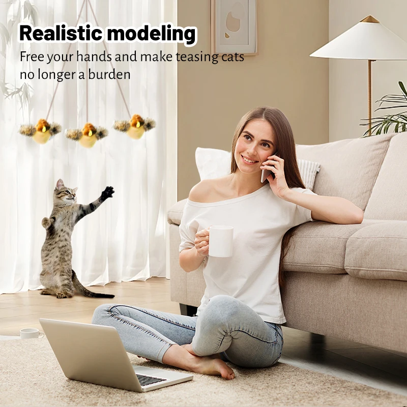 1 unidad de juguete con sonido para pájaros, juguetes de plumas para gatos, juguetes interactivos de plumas para gatos con sonidos, juguetes con sonido, pájaro de Cricket - imagen 5