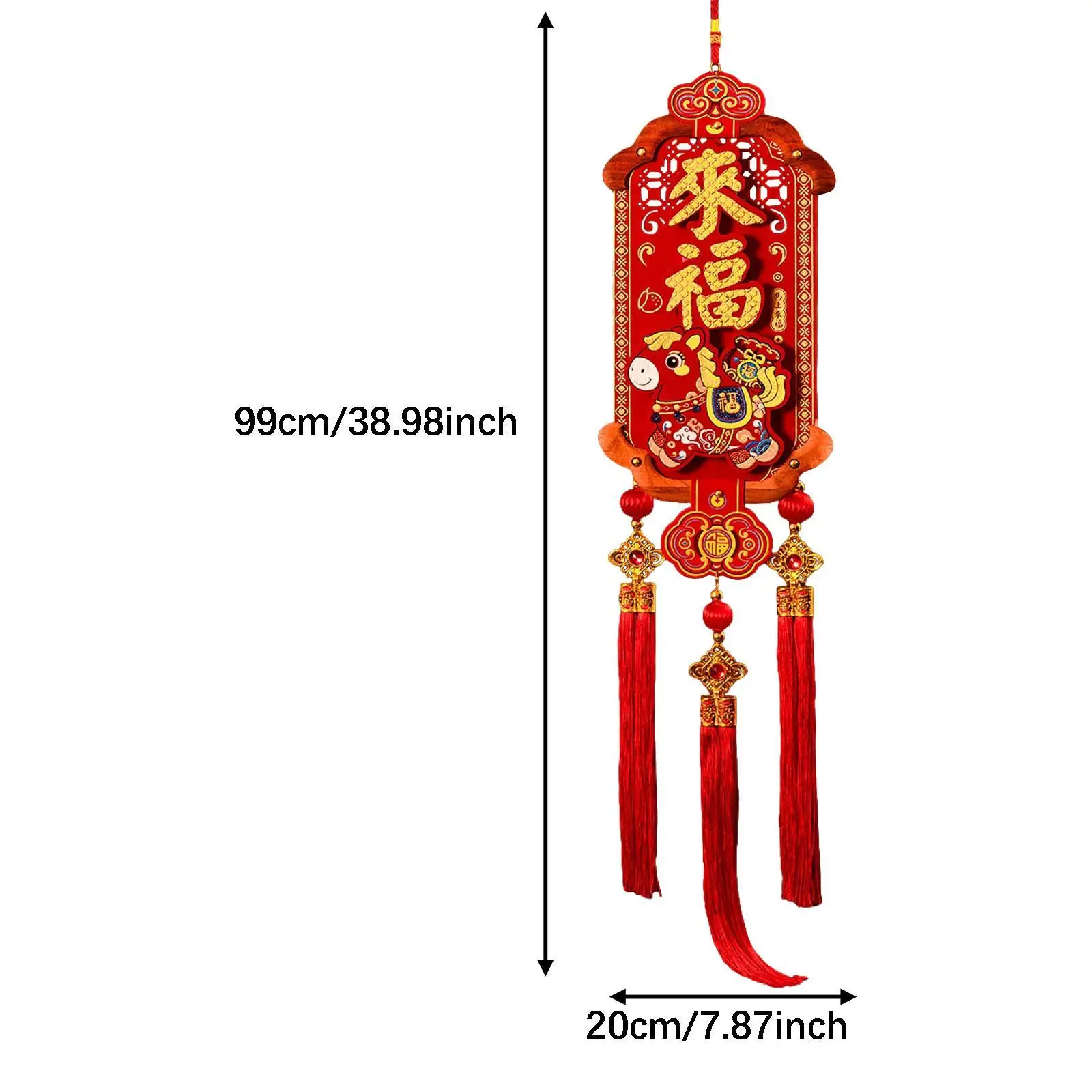 Chinese New Year Pendant Felt Wooden Hanging Ornament Spring Festival Home Decor Lucky Fu Decoration for Party Door Wall