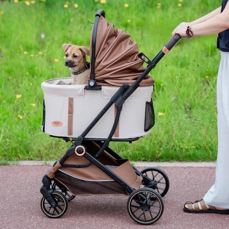 Cochecito plegable para perros y gatos con transportin extraible - imagen 4