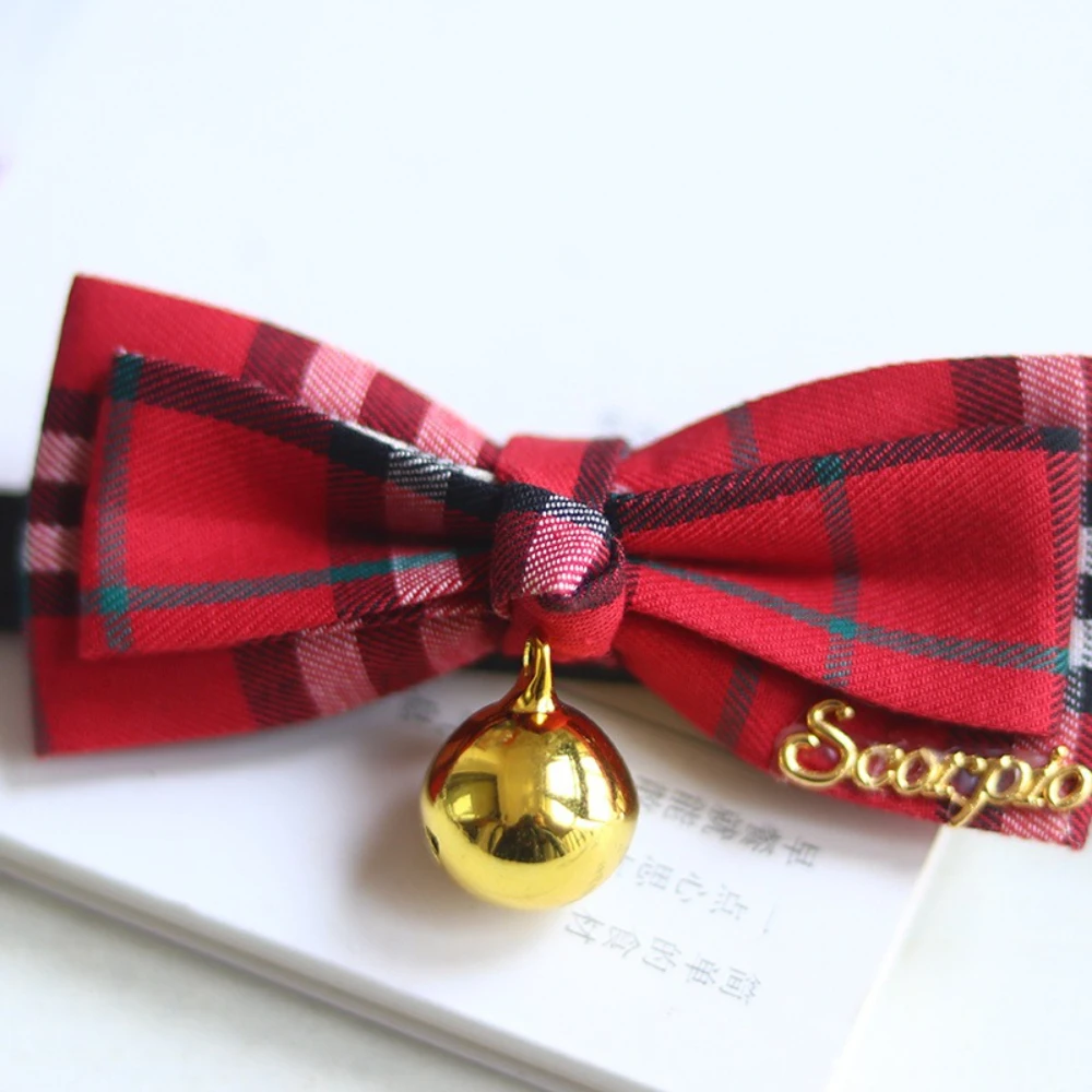 Collar con campana para gatos y perros mini, lazo fresa - imagen 3